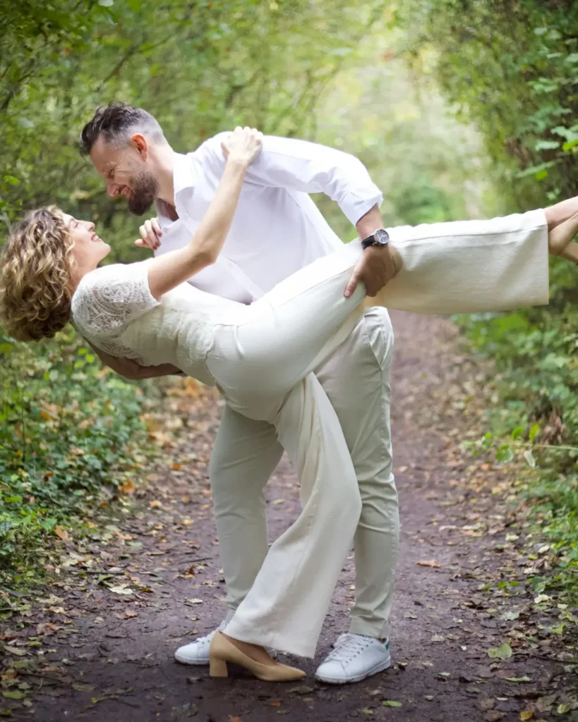 Romantic Couple Dancing in Paris Forest