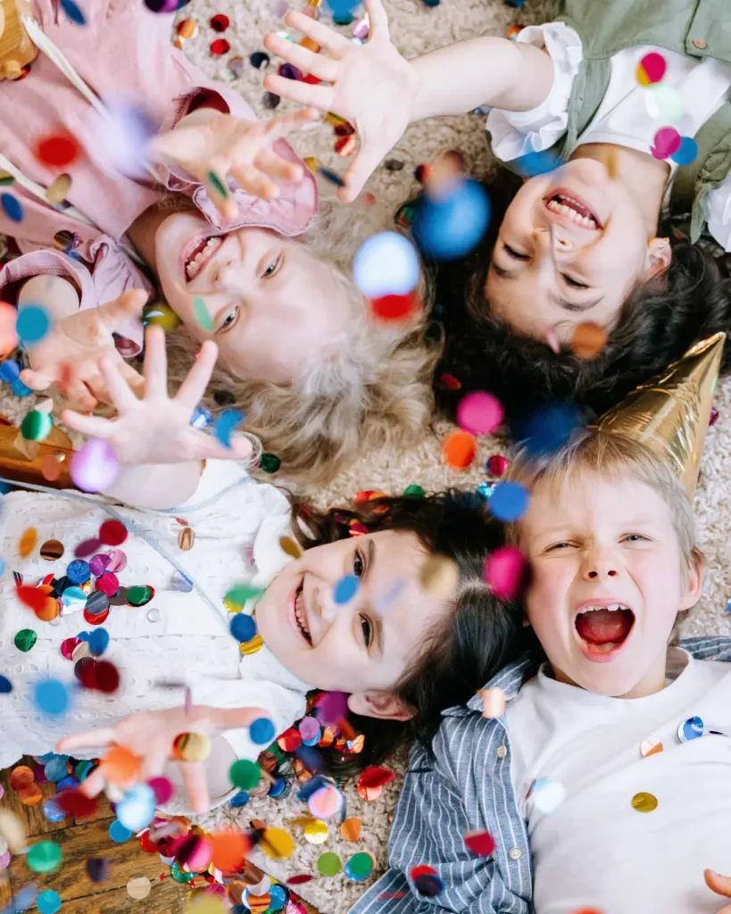 Confetti Falling on Children