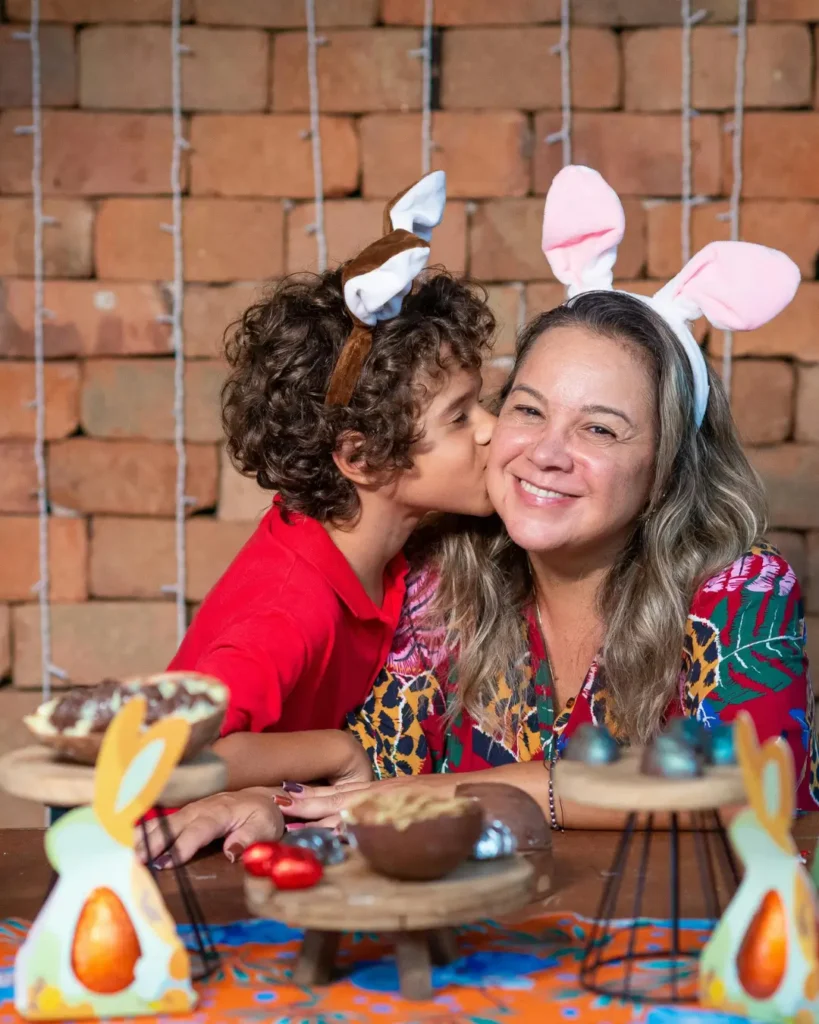 Mother and Son Celebrating Easter with Joy