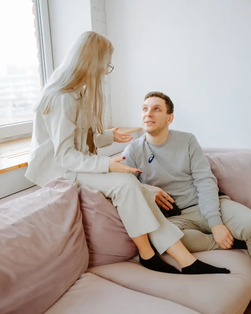 Couple Talking on Couch