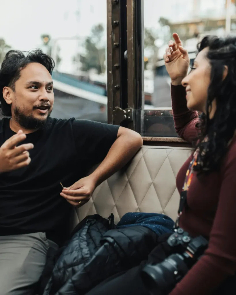 Couple Talking on the Tram