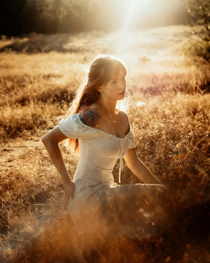Sunset Portrait of a Woman in a Field