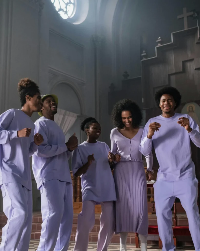 Choir Dressed in purple, Singing in a Church