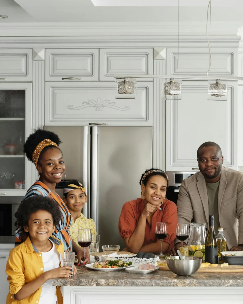 Family Posing for a Photo in the Kitchen
