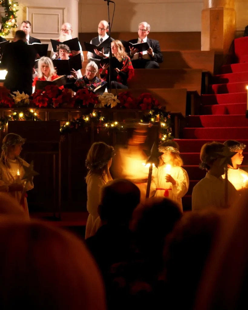 People Standing Inside Church, Singing.