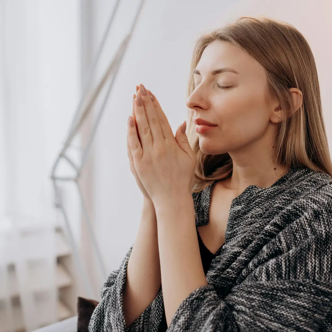 Woman Meditating In Close-up View