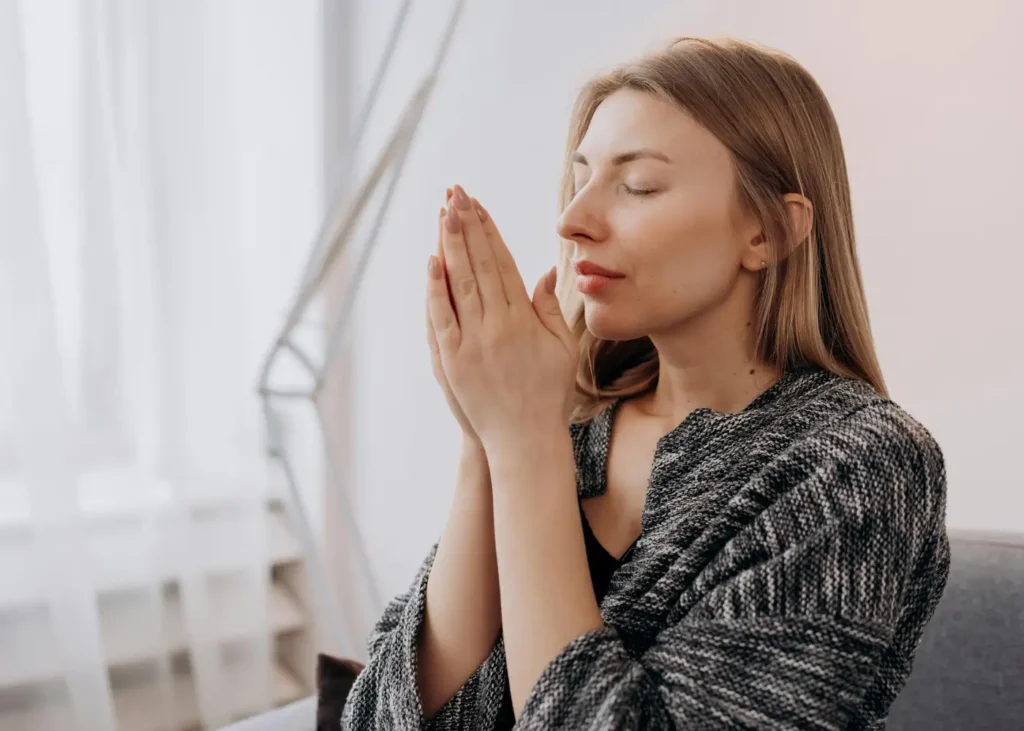Woman Meditating In Close-up View