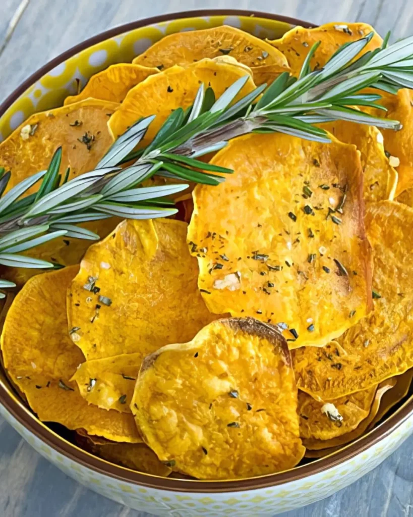 Garlic Rosemary Baked Sweet Potato Chips