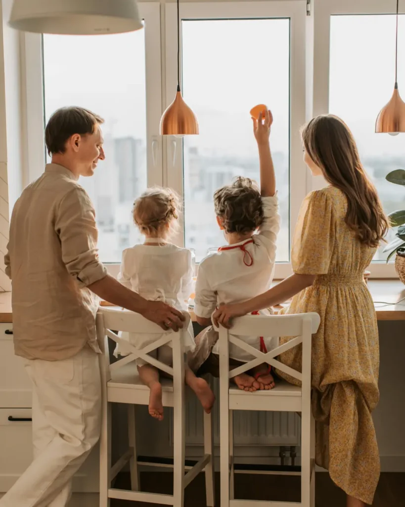 Back View of a Happy Family