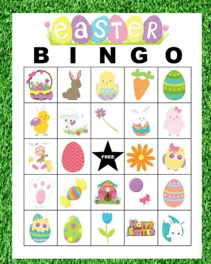 Colorful Free Printable Easter Bingo Cards