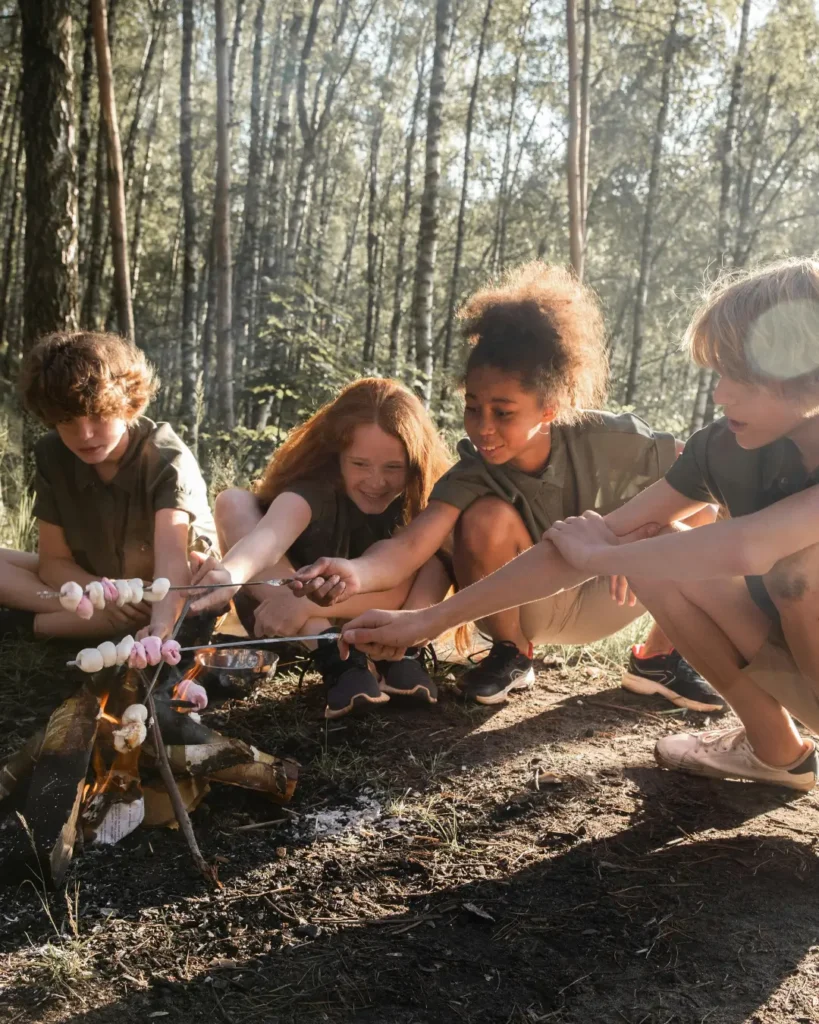 Kids Roasting Marshmallows over Fire