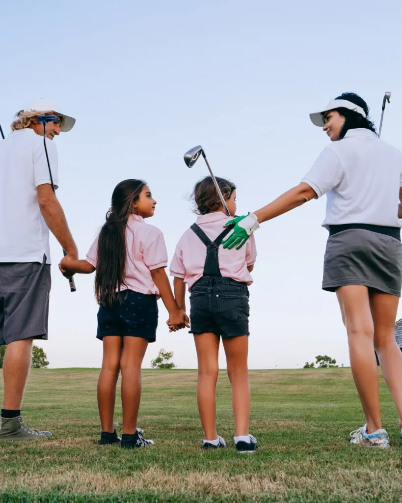 Family playing Golf