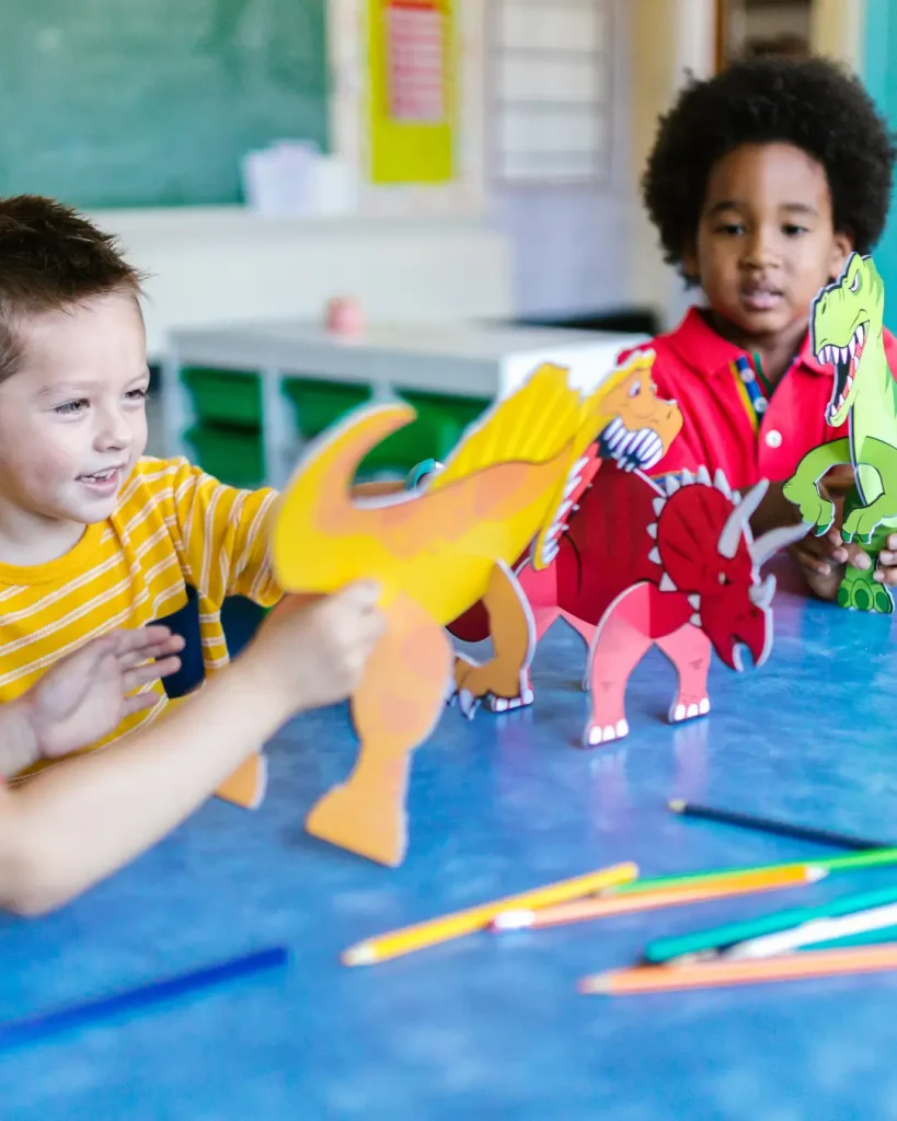 Three Children Playing inside the School