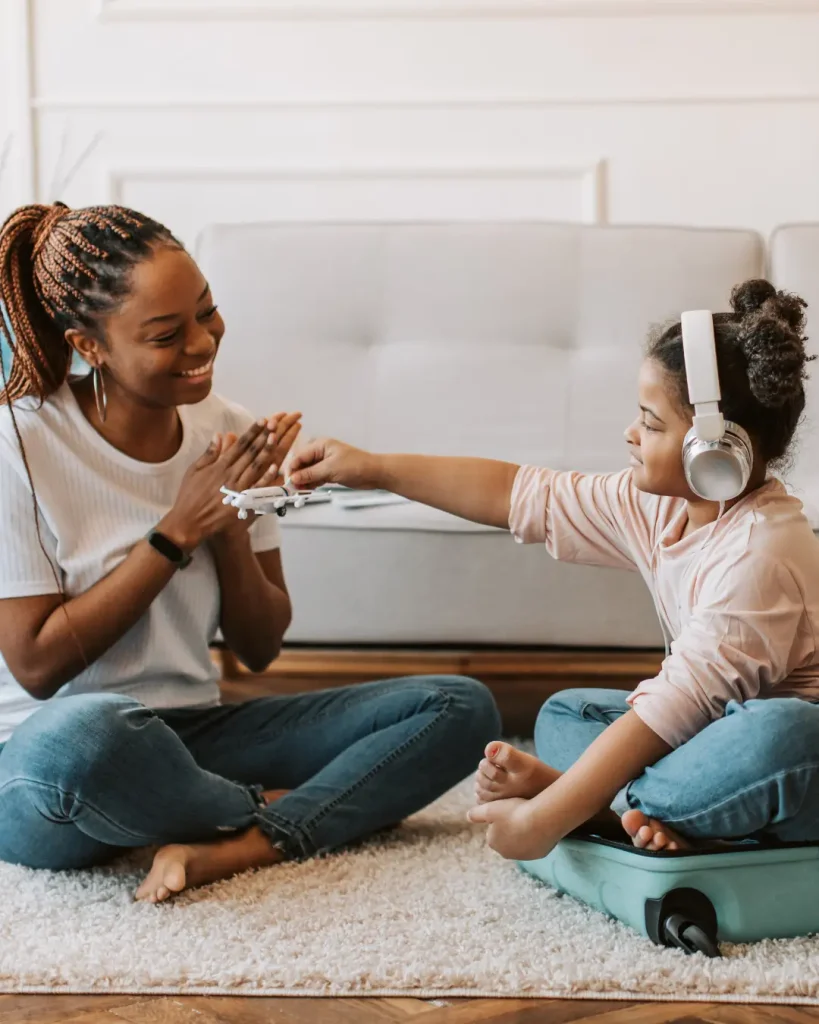 woman and Child Playing at Home
